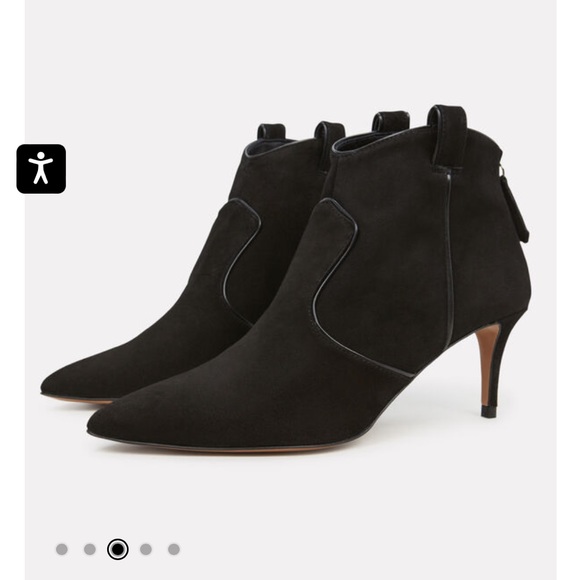 Veronica Beard Lexi Ankle Boots Western Heeled Bootie Black Suede US size 7.5 - Picture 4 of 16